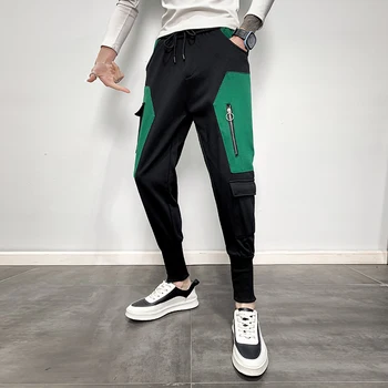 

Fashion Hip Hop Harem Trousers Male Spliced Pants Streetwear Pantalones Hombre Spring Streetwear Men Elastic Waist Casual Pant