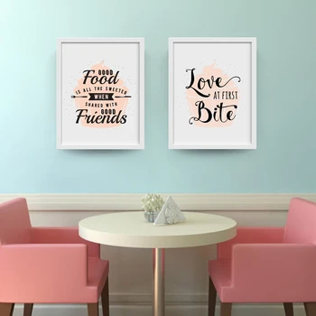 

Good Food With Friends Quote Wall Art Print And Poster , Cupcake Canvas Poster Wall Pictures Restaurant Wall Decoration