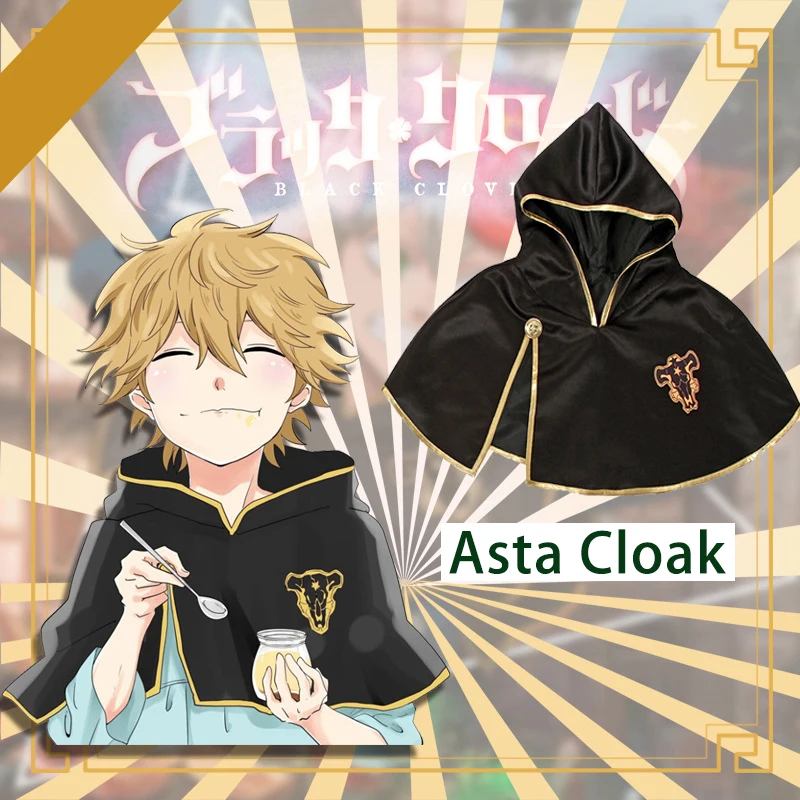 

Anime Black Clover Cosplay Cloak Shawl Black cape Asta costume Yuno Cape Yuno Grinbellor Noell Silva costume for kids girls boys