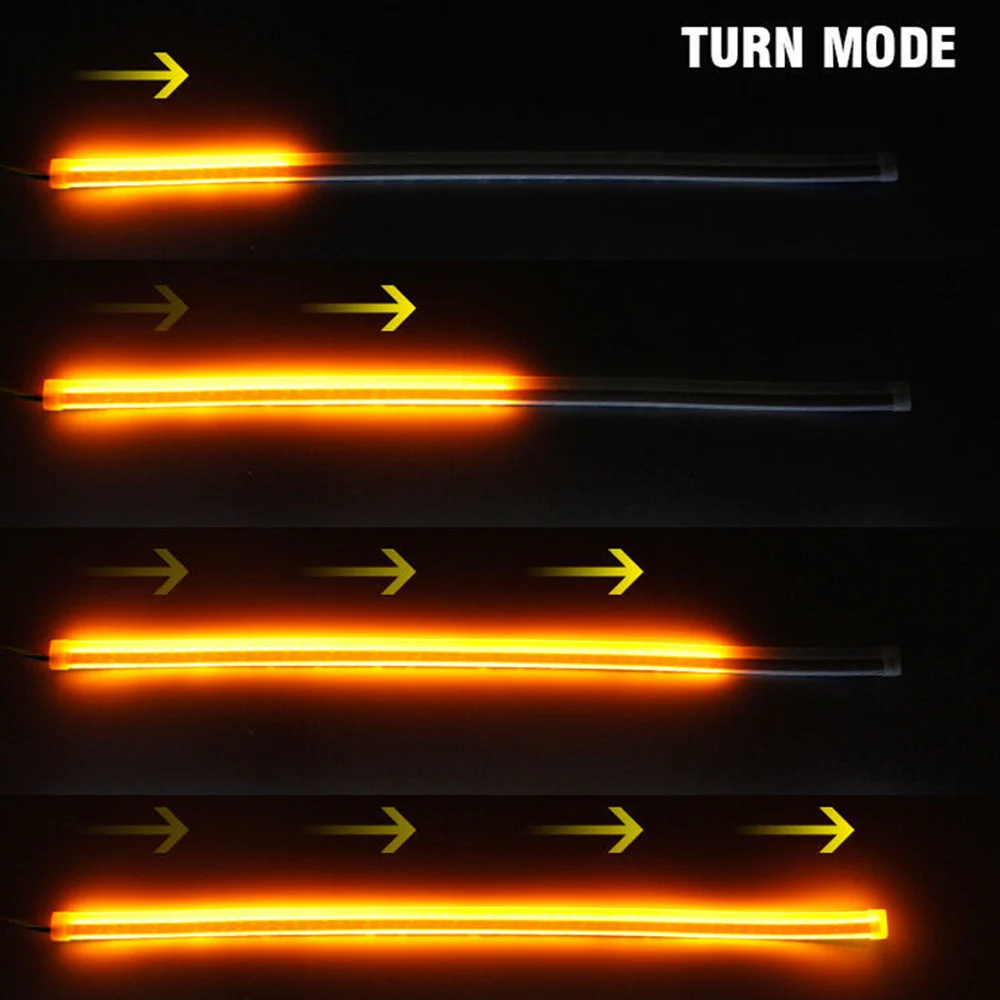 

Blue or Amber 2Pcs Ultra Thin Car LED Headlight Daytime Running Light Eyebrow Strip Blue Amber