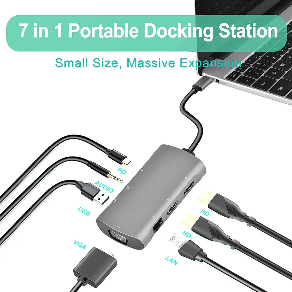 

Dual Monitors Laptop Docking Station USB C Adapter 3 Ports USB With Dual HDMI-compatible 100W PD Charging Dock