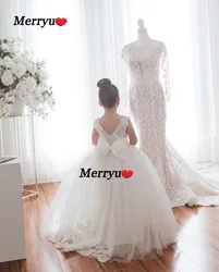 Flower Girl Dresses for Weddings Tulle Princess Lace  Appliques Holy First Communion Gowns Party Pageant Dress For Girls
