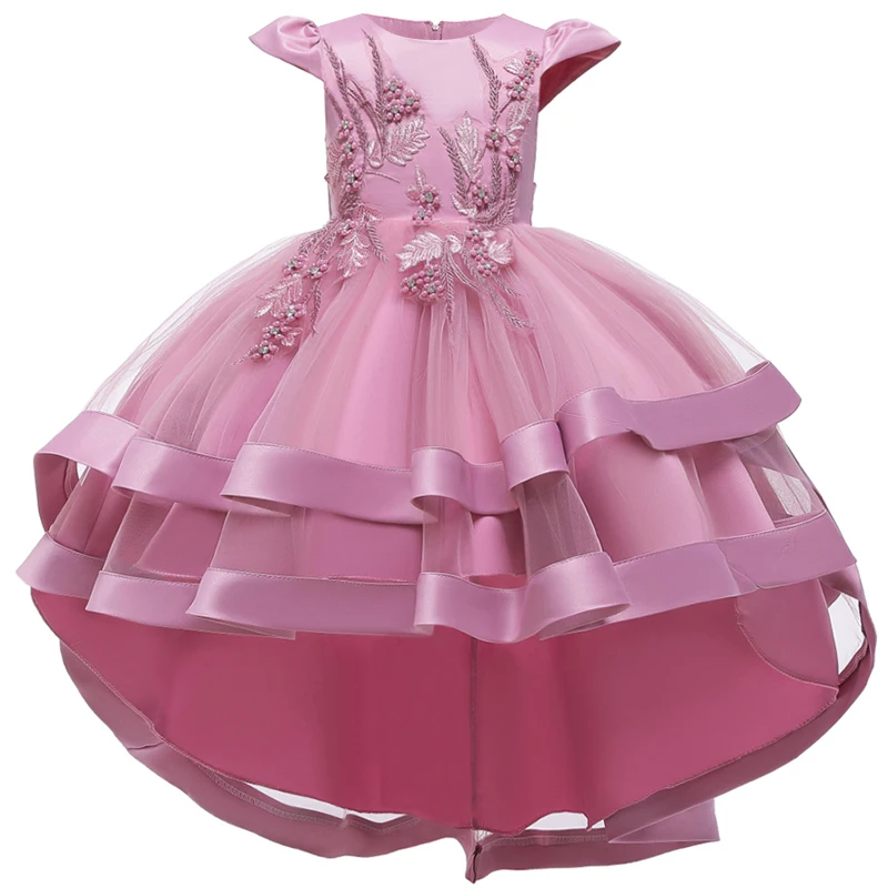 Кружевное платье принцессы Детское платье с цветочной вышивкой для девочек, винтажные Детские платья для свадебной вечеринки, торжественное бальное платье