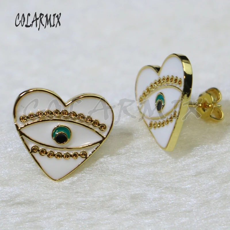 10 pairs hear earrings love stud earrings.enamel heart earrings tiny stud eye studs accessories for women fashion jewels 5806