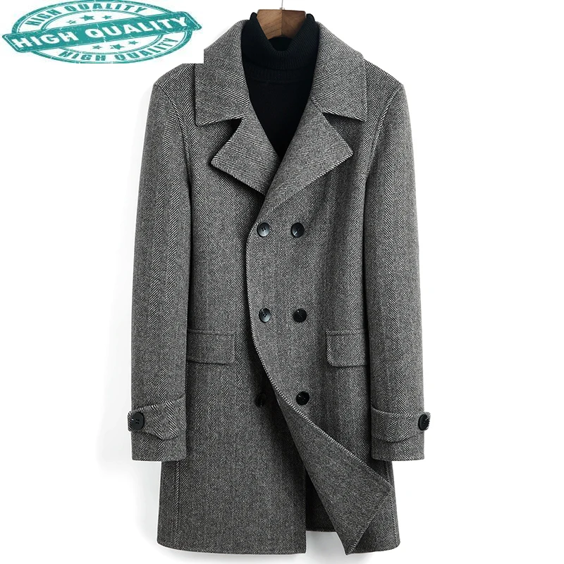 公式新作 ウール100 コートロングジャケット男性春秋のダブルブレストメンズコートとジャケットabrigo Hombre 11 Kj4216 アウトレット半額 Medtech Tinderpoint Com