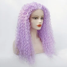 Длинный афро кудрявый синтетический парик на кружеве для черных женщин швейцарские парики на кружеве светильник фиолетовый термостойкий синтетический Косплей