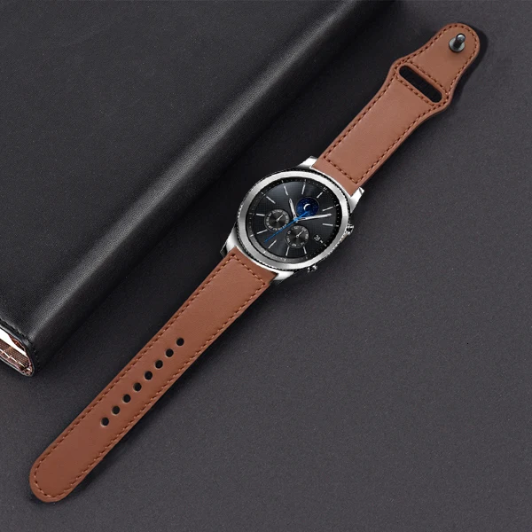 Кожаный ремешок для часов 22 мм 20 мм galaxy watch active ремешок 42 мм 46 мм Sport для gear s3 frontier для amazfit bip ремешок