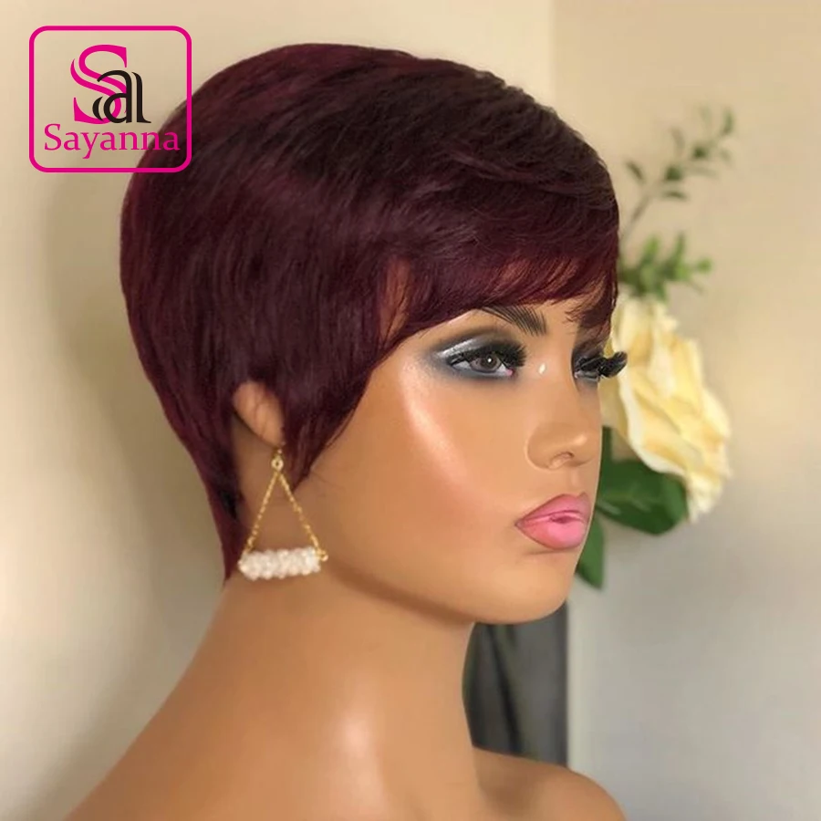 Human Hair Wig Pixie Cut Wig 