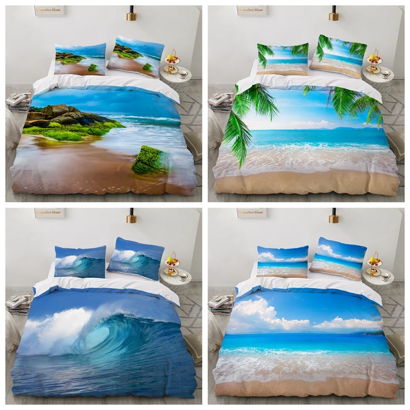 

3 piece 3D Tropical landscape bedding set bedroom decoration quilt cover for Adult Children Single Twin Full Queen King bedding