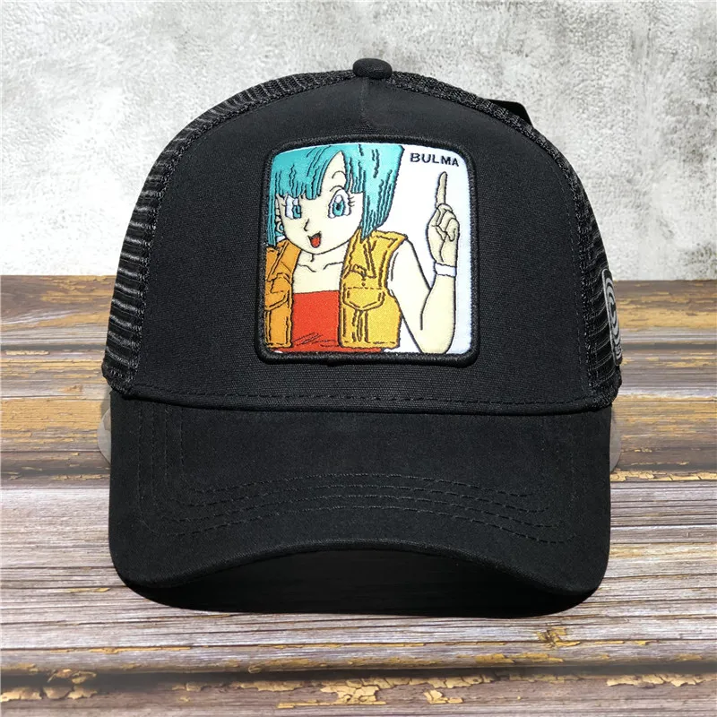 black BULMA casquette dragon ball бренд dragon ball Z FRIEZA Кепка Snapback Дальнобойщик папа шляпа мультфильм аниме ролевая Кепка Snapback хип-хоп кепка s - Цвет: black BULMA