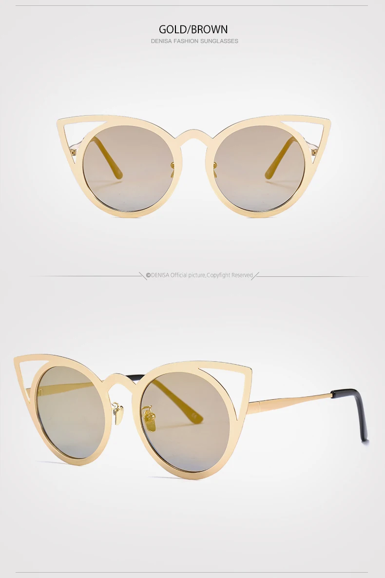 Бренд DENISA, модные женские солнцезащитные очки "кошачий глаз", круглые линзы, Ретро стиль, солнцезащитные очки для девушек, UV400, lunette de soleil femme S777