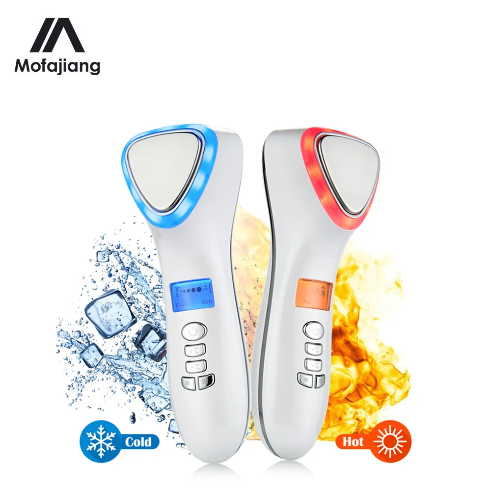 

Hot Cold Facial Massager Sonic Vibration Red Blue Led Light Therapy Anti-Aging Shrink Pores Skin Tightening Device