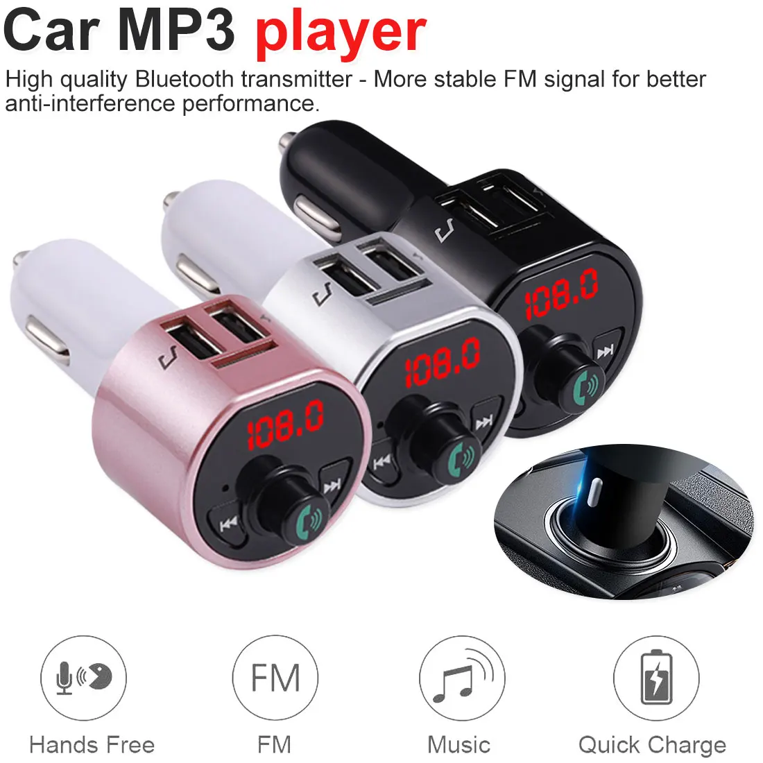 Bluetooth автомобильный fm-передатчик беспроводной радио адаптер MP3-плеер плюс USB зарядное устройство Bluetooth громкой связи вызов
