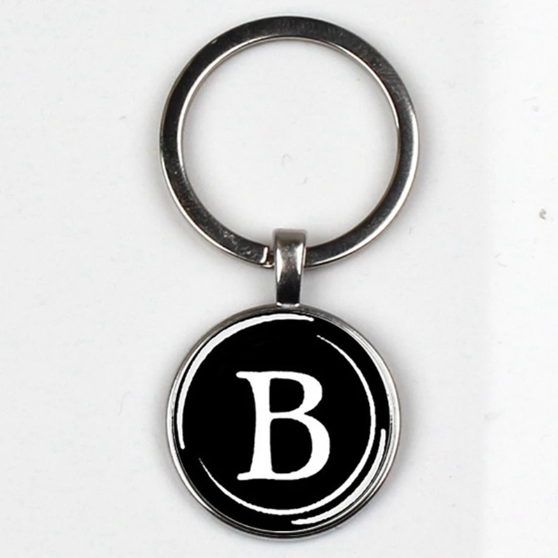 XKHLHJ 26 English alphabet keychain name first letter ABCD pendant  key chain car wallet handbag men and women jewelry gift