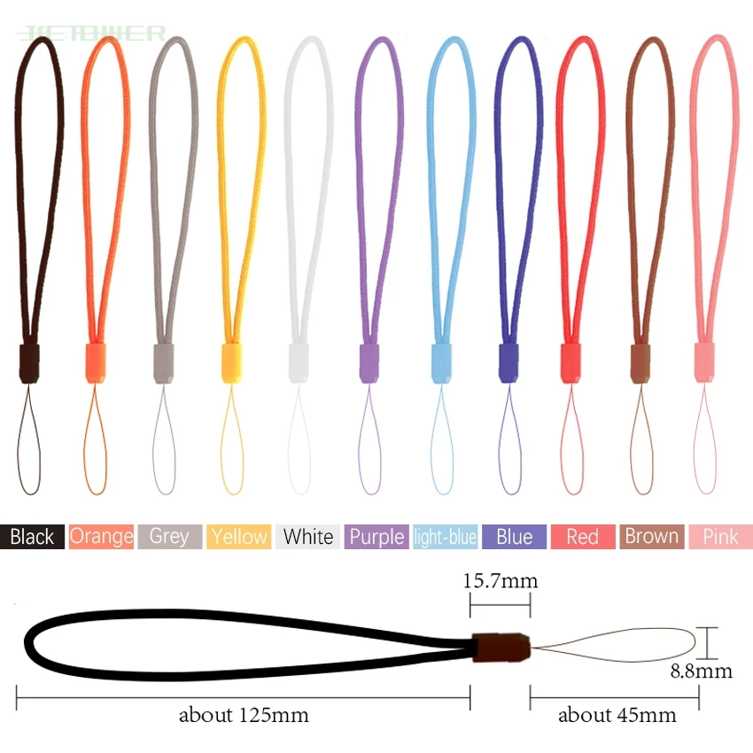 1000pcs/lot Round Nylon Wrist Strap Lanyard For Camera Cell Phone USB Mp3 Mp4 New Mobile Phone Straps Lanyard Accessories