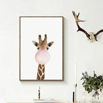 

Kawaii Animal Giraffe Nordic Canvas Painting Art Print Poster Wall Picture Room Decor(Unframed)40cm*50cm
