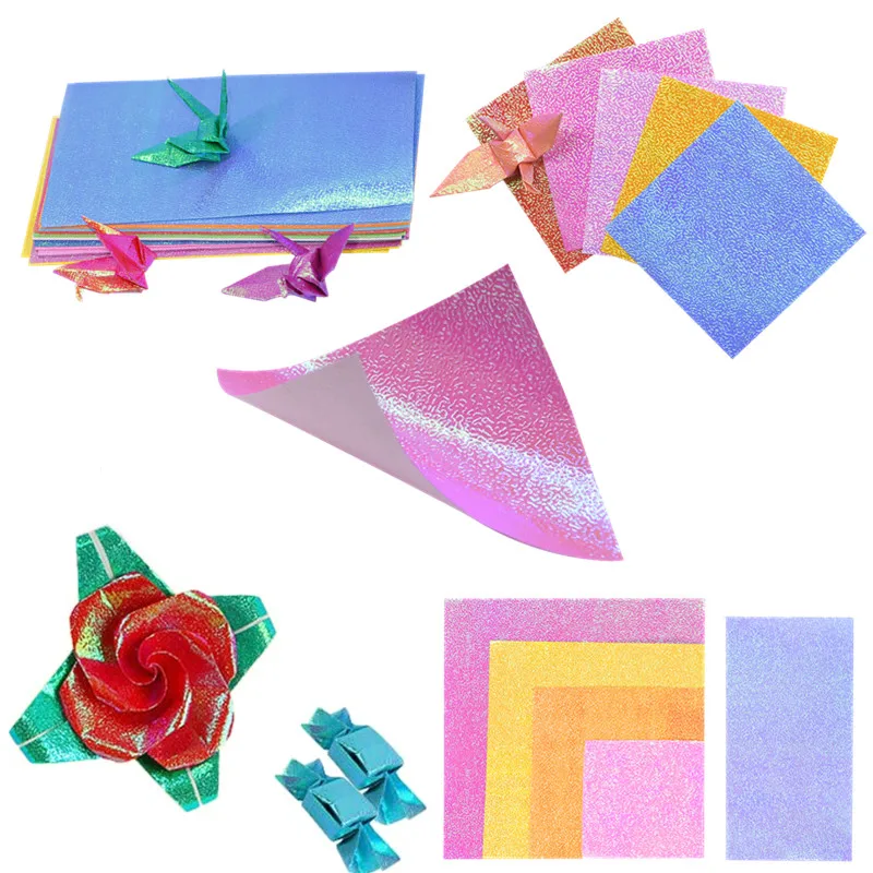 50pcs Square Origami Paper Single Side Shining Folding Multicolor Papers Kids Handmade DIY Scrapbooking Craft Decor Multi Size | Дом и сад