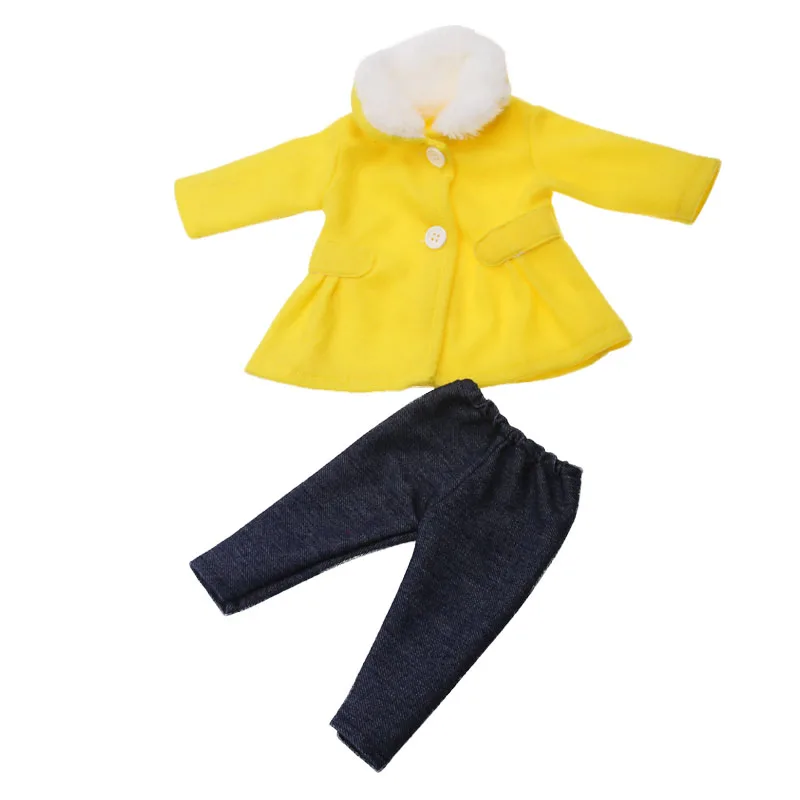 18 дюймов, с круглым вырезом, для девочек одежда; американский стиль новорожденных шерстяная верхняя одежда, пальто+ штаны, детские игрушки подходит 43 см для ухода за ребенком для мам, детские куклы, c730