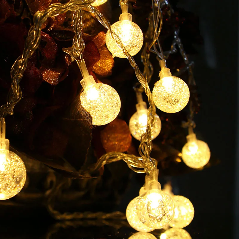

LED Solar String Lights Bubble round Ball Lighting Chain Outdoor Waterproof Courtyard INS Decoration Christmas ri cai Lights Fla