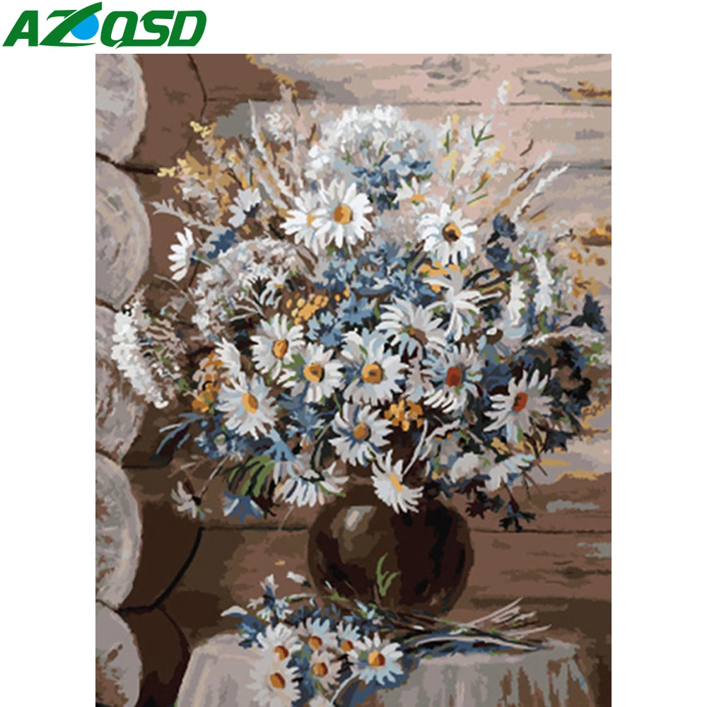 AZQSD Unframe картина маслом по номерам Цветочный рисунок на холсте уникальные