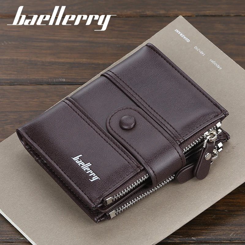 Бумажник для мужчин baellerry модный короткий кошелек с карманом для монет винтажные кошельки двойная молния мужской кошелек брендовый мужской кошелек держатель для карт