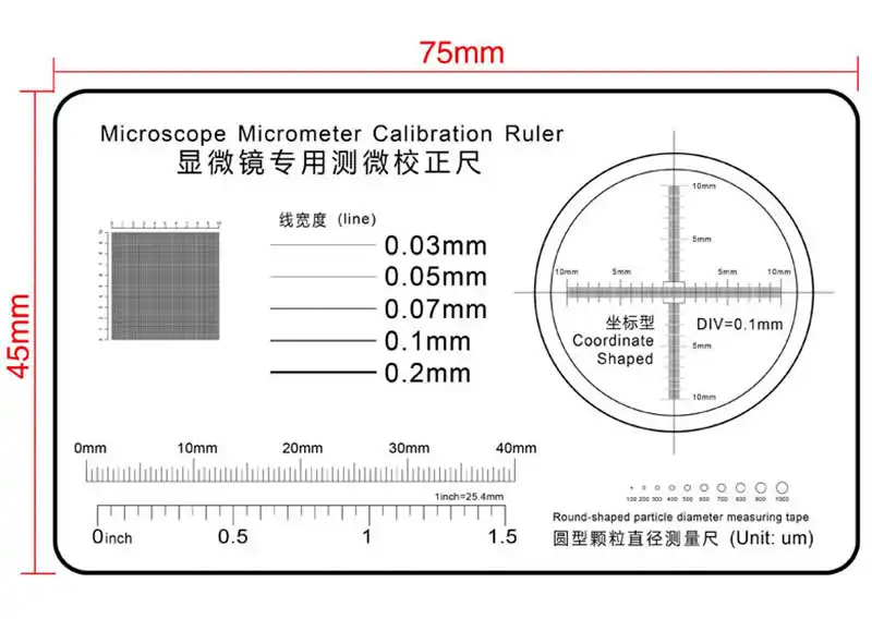 0.01mm Microscope Stage Micrometer Cross Dot 0.01mm Microscope
