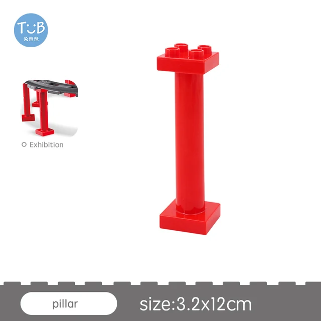 Big Size Block Bricks Train Tracks  Traffic Stop Lights Straight Track Black Accessories DIY Bricks Toys For Children Gift pillar