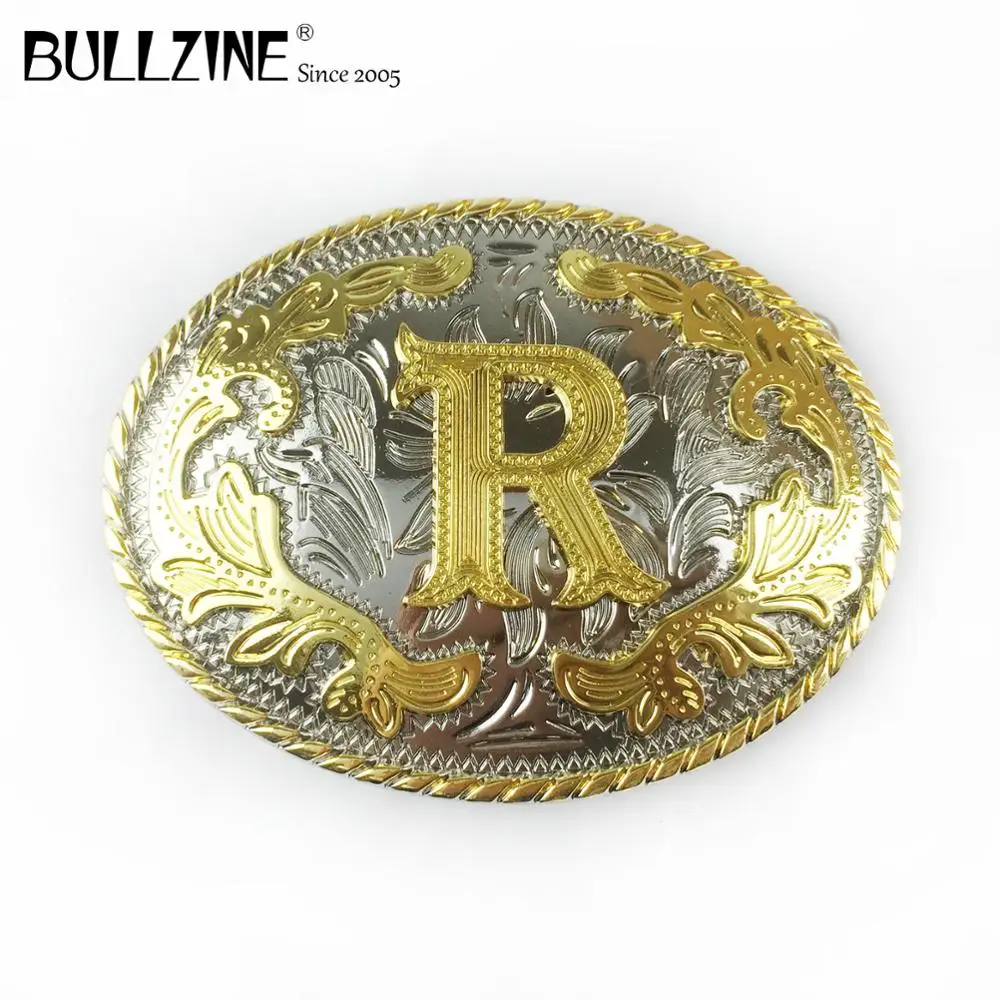 Bullzine Wholesale zinc alloy BELT BUCKLE letter "R" belt buckle