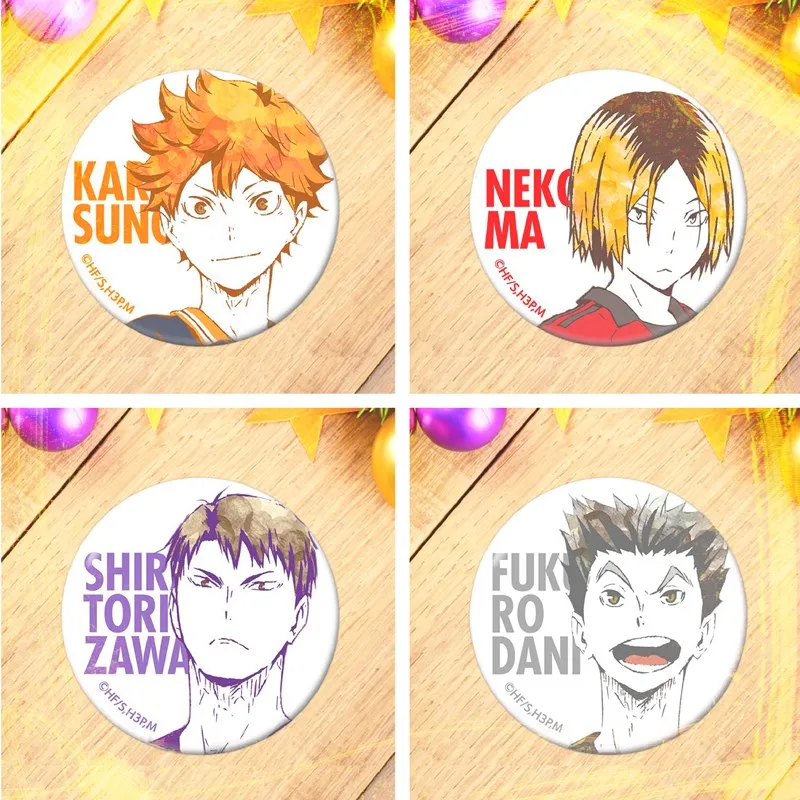 Haikyuu! Броши значки искусственная голова скульптура Haikyuu Hinata Shoyo Kageyama круглая