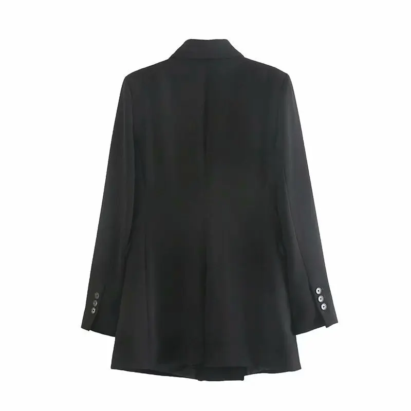 Винтажное двубортное офисное женское черное длинное пальто в готическом стиле, зимняя Свободная Женская куртка с длинным рукавом, осенняя одежда