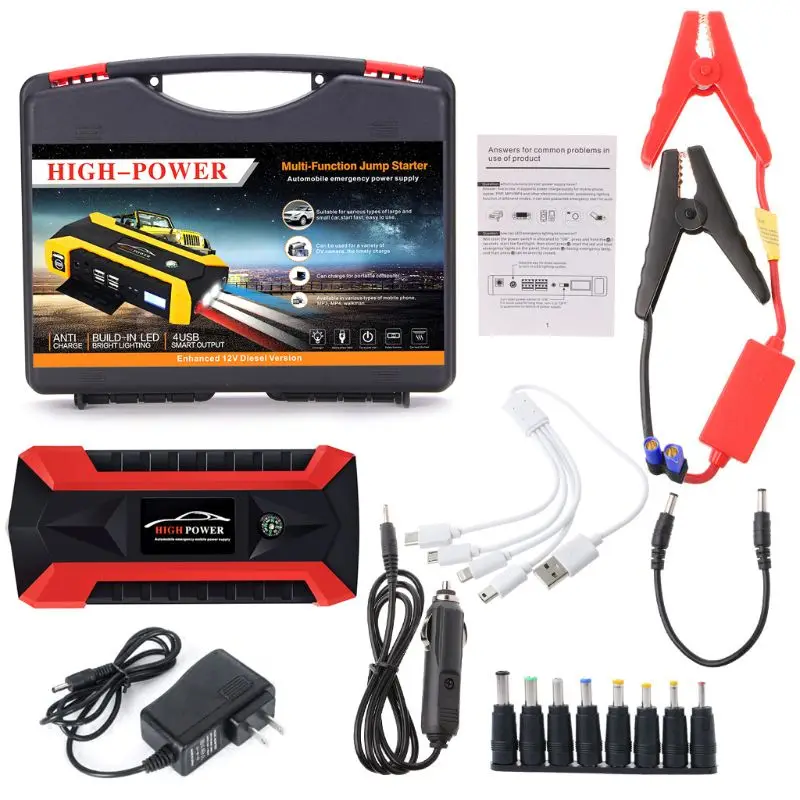 

89800mAh 4 USB Portable Car Jump Starter Pack Booster Charger Battery Power Bank U1JF