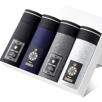 

4pcs/lot SKYHERO Male Panties Cotton Men's Underwear Boxers Breathable Man Boxer Solid Underpants Comfortable Brand Shorts