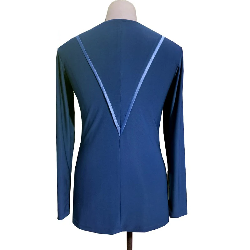 Black Latin Dance Shirt Men Ballroom Tango Competition Performance Dance Wear Round Neck Cha Cha Salsa Samba Clothes DNV10361