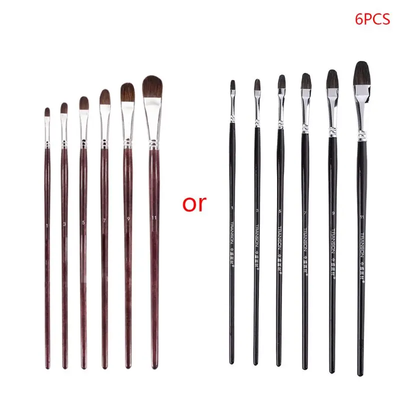 Фиолетовые, фиолетовые, с принтом, круглые ручки, наборы кистей для рисования волчьей шерсти, лучшая кисть для рисования на холсте, акриловая краска, масляная краска, Top Art