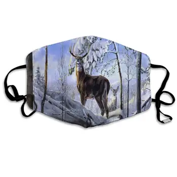 

Dustproof Washable Reusable Deer Winter Forest Snow Trees Mouth Cover Mask Respirator Germ Protective Warm Windproof Mask