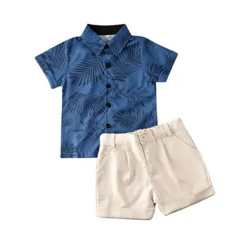 

Summer Newborn Kids Baby Boys Clothes Leaf Print Short Sleeve T-shirt Tops+Short Pants Children Outfits Set Boys Suit 1-6 Years