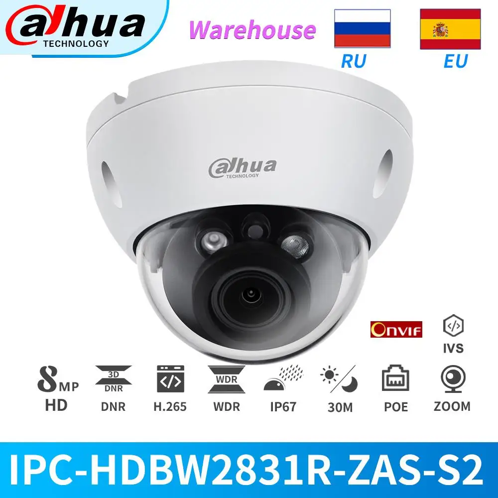 IP-камера Dahua 8 Мп ИК купольная сетевая с внутренним фокусным расстоянием быстрая 4K
