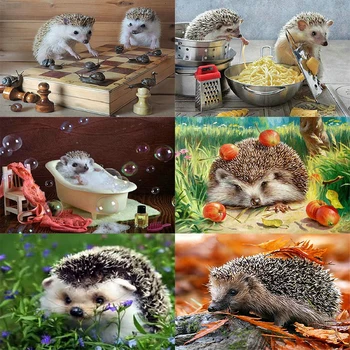 

XUEQIXIAOZU Full Round Animal Hedgehog Diamond Embroidery 5D DIY Diamond Painting Mosaic Home Decoration Gifts 2020 New