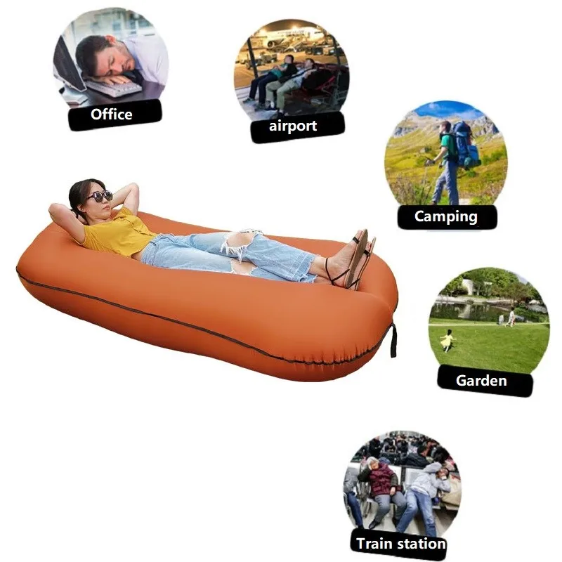 Portable Inflatable Outdoor Furniture Sofa Bed Nylon Air Couch Outside Camping Beach Garden Furniture Office Sleeping Daybed
