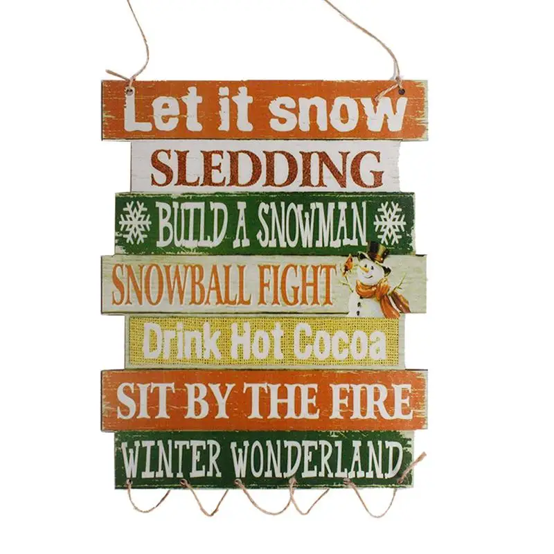 

Wooden Letter Signs Christmas Ornaments Fun Decorative Board Single Side Printing Hanging Tag With Rope For Cafe Bar Club