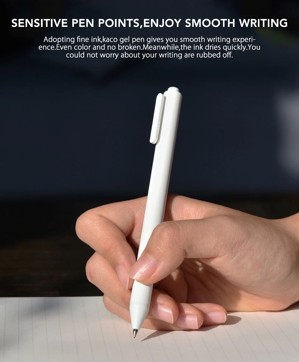 10PcsLot Xiaomi KACO 0.5mm Xiomi Mi Signing P E N Gal Ink Smooth Writing Durable Signing Black Refill (2)