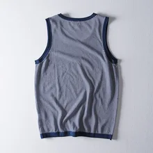 Летний Стиль полосатый жилет Молодежный спортивный жилет мужская Трикотажная льняная майка без рукавов Мужская