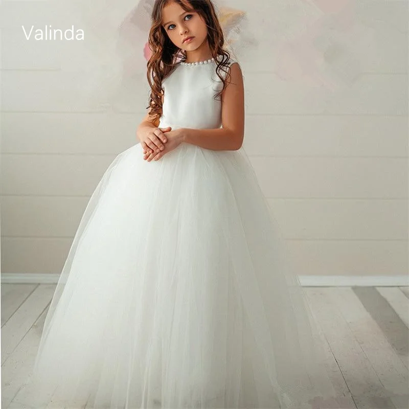 

Ivory Flower Girl Dresses for Wedding Party Junior Bridesmaids Formal Clothing Pageant Gowns