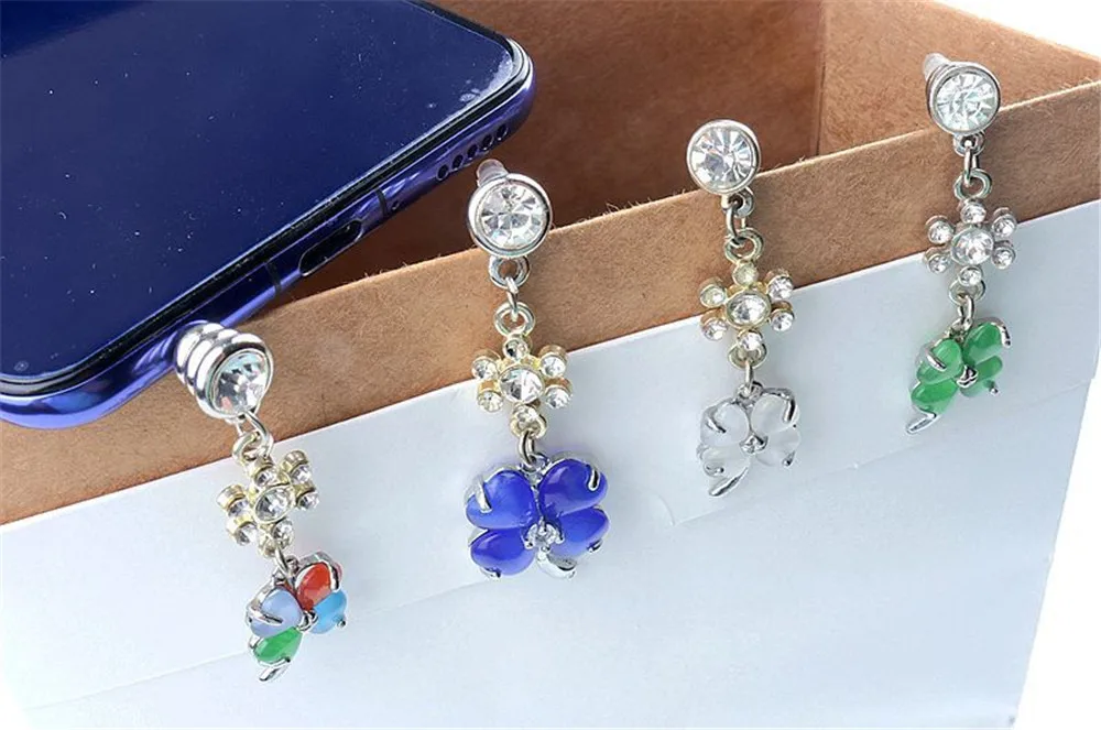 Antipolvo para auriculares de 3,5 мм con diamantes de imitación para Iphone para samsung y enchufe Универсальный para мобильный телефон Case