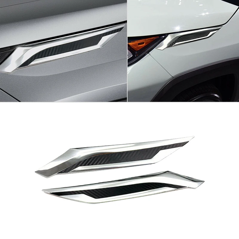

DWCX Chrome Car Exterior Front Head Light Lamp Eyelids Garnish Trim Cover Strips Decorative ABS Fit For Toyota RAV4 2019