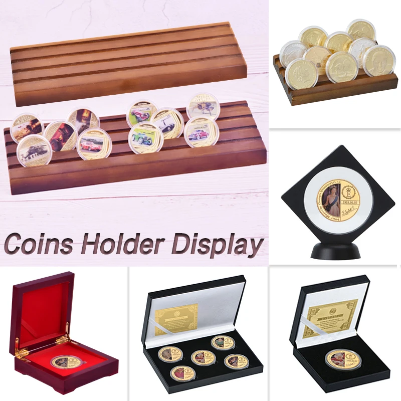 

6 Styles Collectible Coins Holder Display Challenge medal Coin Case Collector Desk Decoration Gift for Men