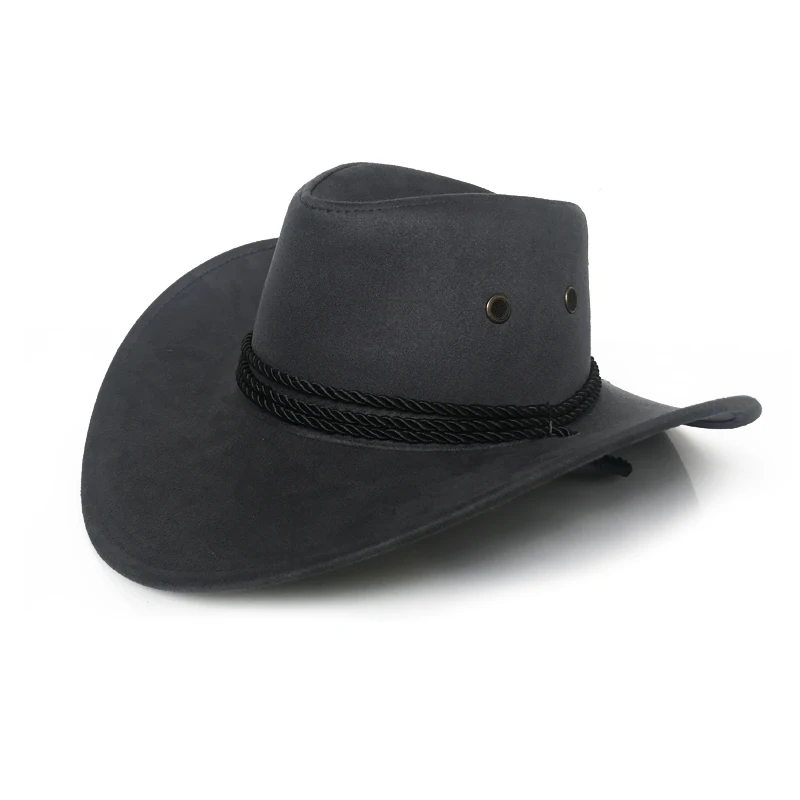 Новинка, шляпа от солнца, искусственная ковбойская шляпа из кожи, мужские и женские дорожные кепки, Модные западные шляпы Chapeu, ковбойская шляпа, 9 цветов, YY0270 - Цвет: Grey cowboy hat