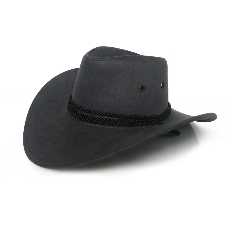 Grey cowboy hat Новинка, шляпа от солнца, искусственная ковбойская шляпа из кожи, мужские и женские дорожные кепки, Модные западные шляпы Chapeu, ковбойская шляпа, 9 цветов, YY0270 - Цвет: Grey cowboy hat