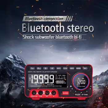 

Mini Desktop Multimeter BSIDE ZT-5566 Dual Screen EBTN 19999 Display Multimeter + Wireless Speaker Voltage Current Cap Hz Tester