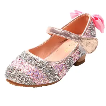 

Kids Shoes Girls Shoes Low Heels Sparkle Sequins Girls Dress Shoes Crystal Bowknot Princess Shoes Mary Jane